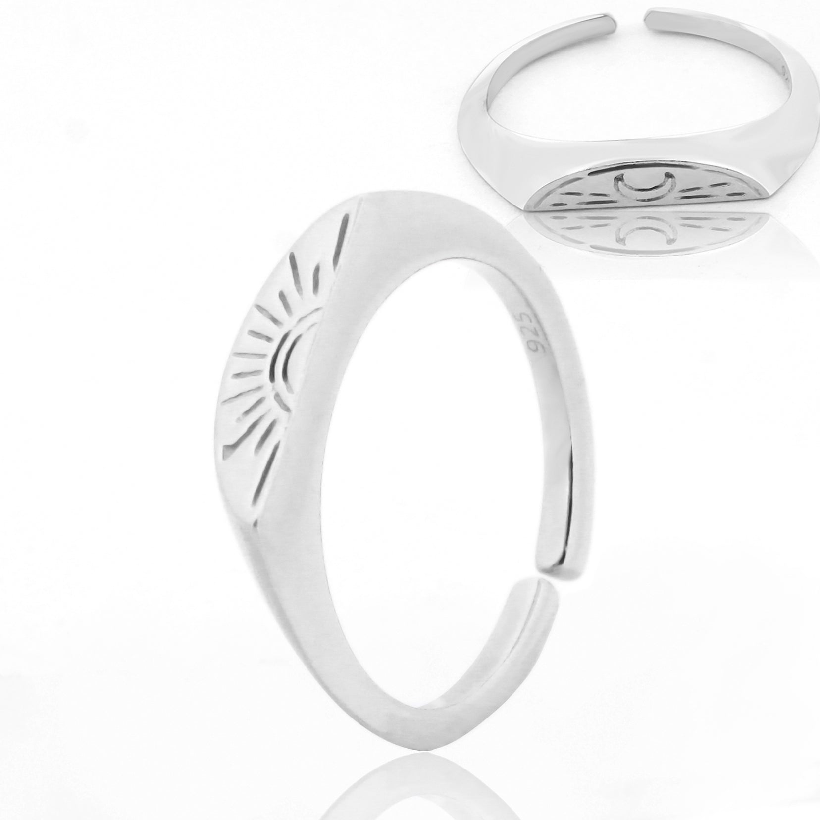Sun & Moon Two-in-One Paired Ring for Couples – Hallmarked 925 Sterling Silver White Gold Plated | Daily Wear Jewelry